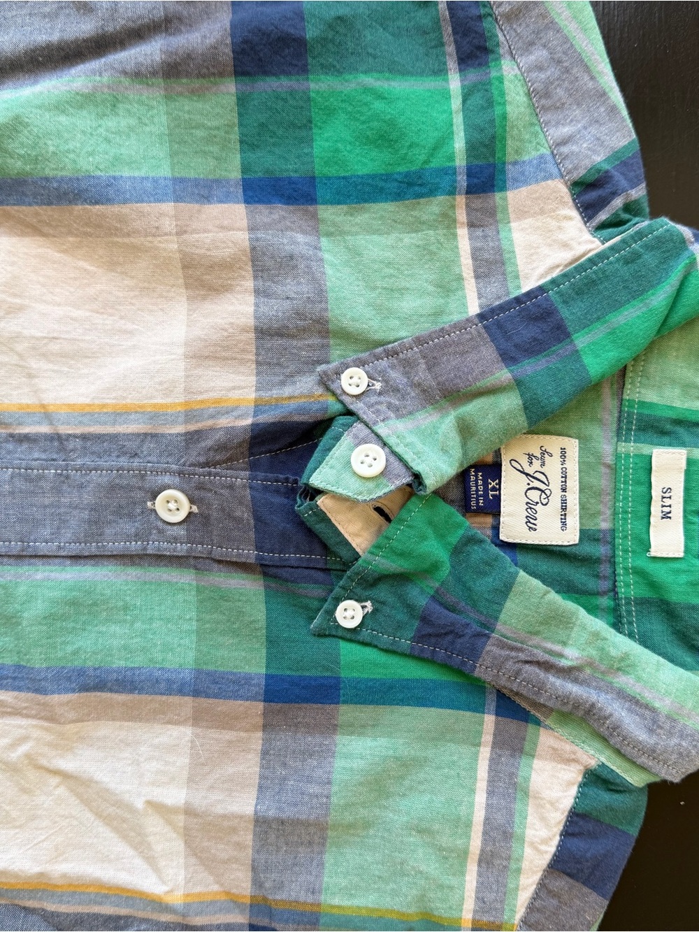J. Crew Green and Blue Plaid Button-Down Shirt